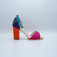 Novara sandalia casual multicolor - Moon Shoetique - Cuero genuino artesanal vista frontal