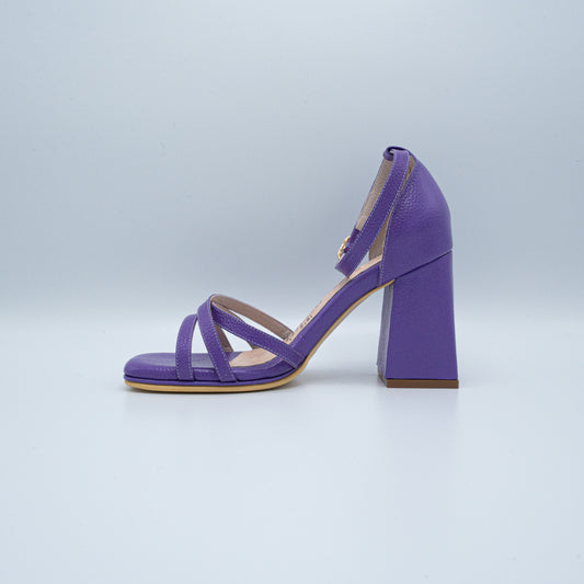 Sandalia morada Púrpura tacón cuadrado
