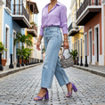 Cargar la imagen en la vista de la galería, Sandalia morada Púrpura tacón cuadrado
